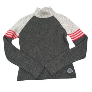 Nike ACG Mock Neck Sweater Women S Gray 100% Wool Thermal Layer 2 Striped